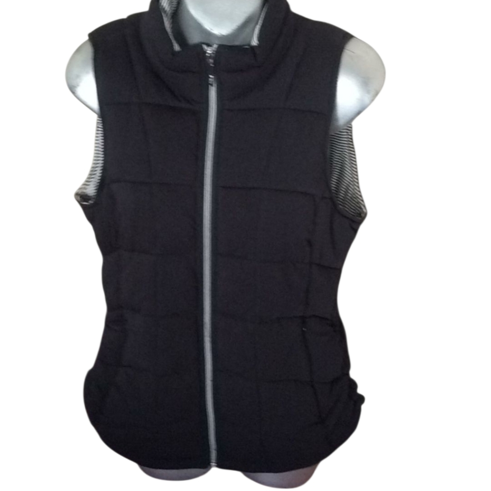 Marc Ny Quilted Vest Zip Front Black Womens M
